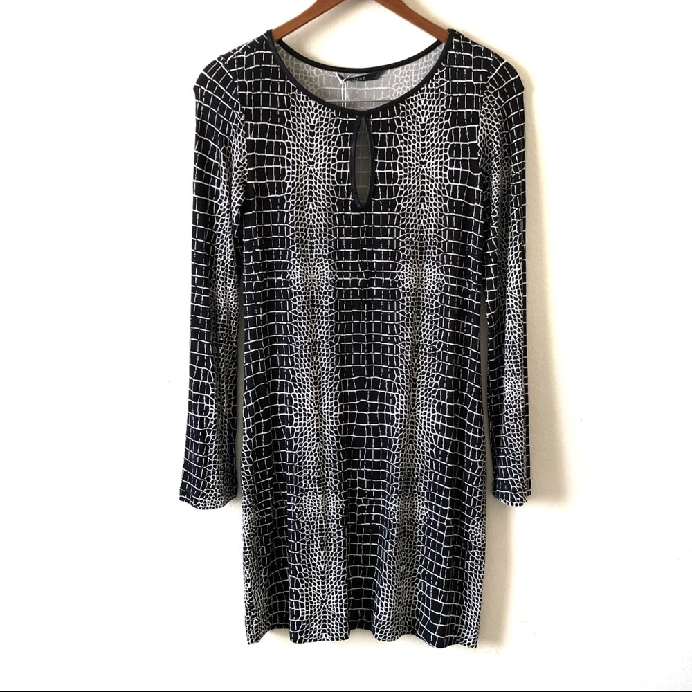 TART Collections Dress Alligator Long Sleeve Vegan Leather Trim Stretch Size S